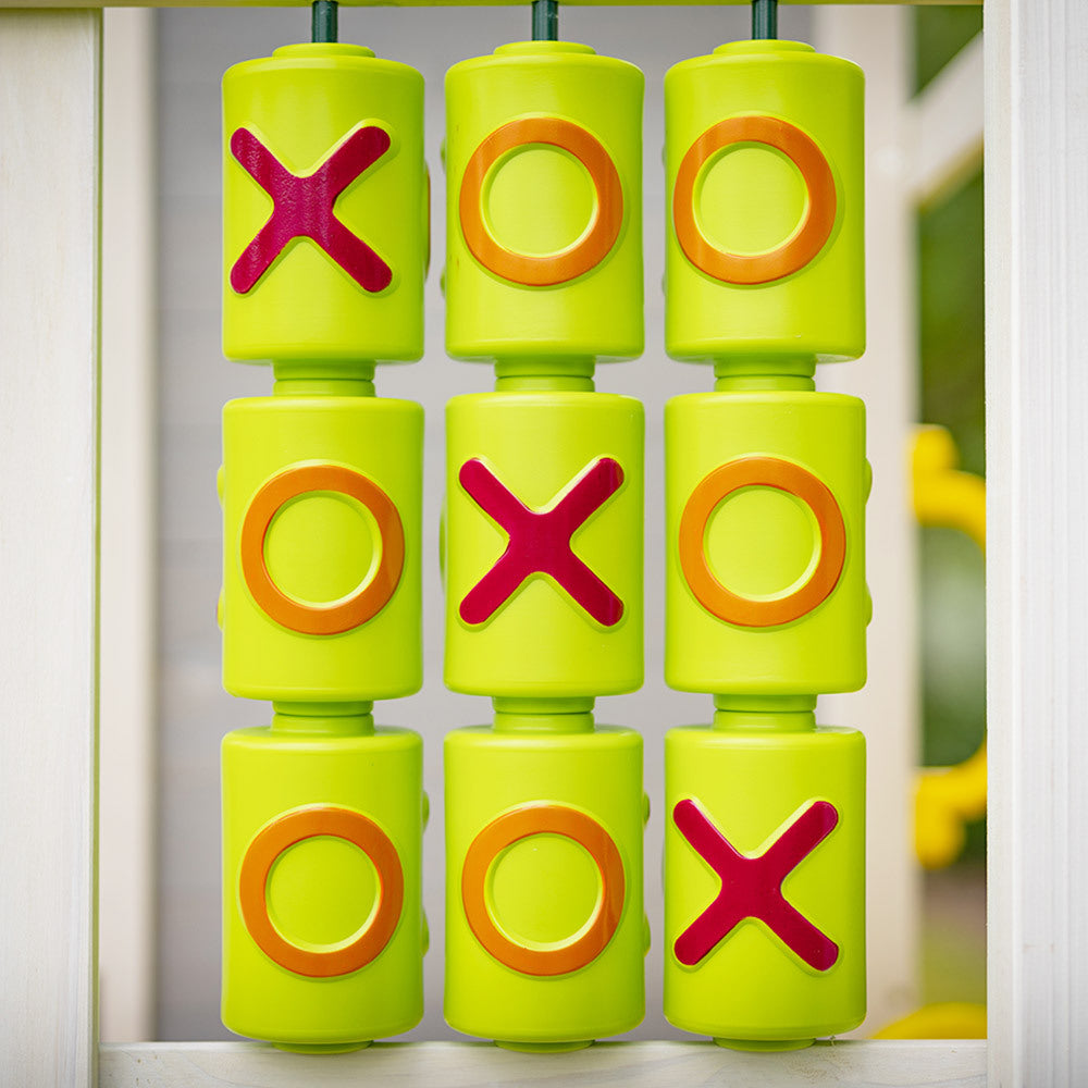 NNEMB Wooden Tower Cubby House with Slide-Sandpit-Climbing Wall-Noughts & Crosses