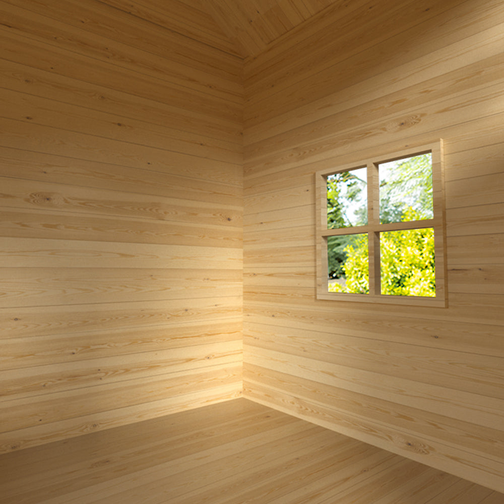NNEMB Wooden Tower Cubby House with Slide-Sandpit-Climbing Wall-Noughts & Crosses-Natural Colour