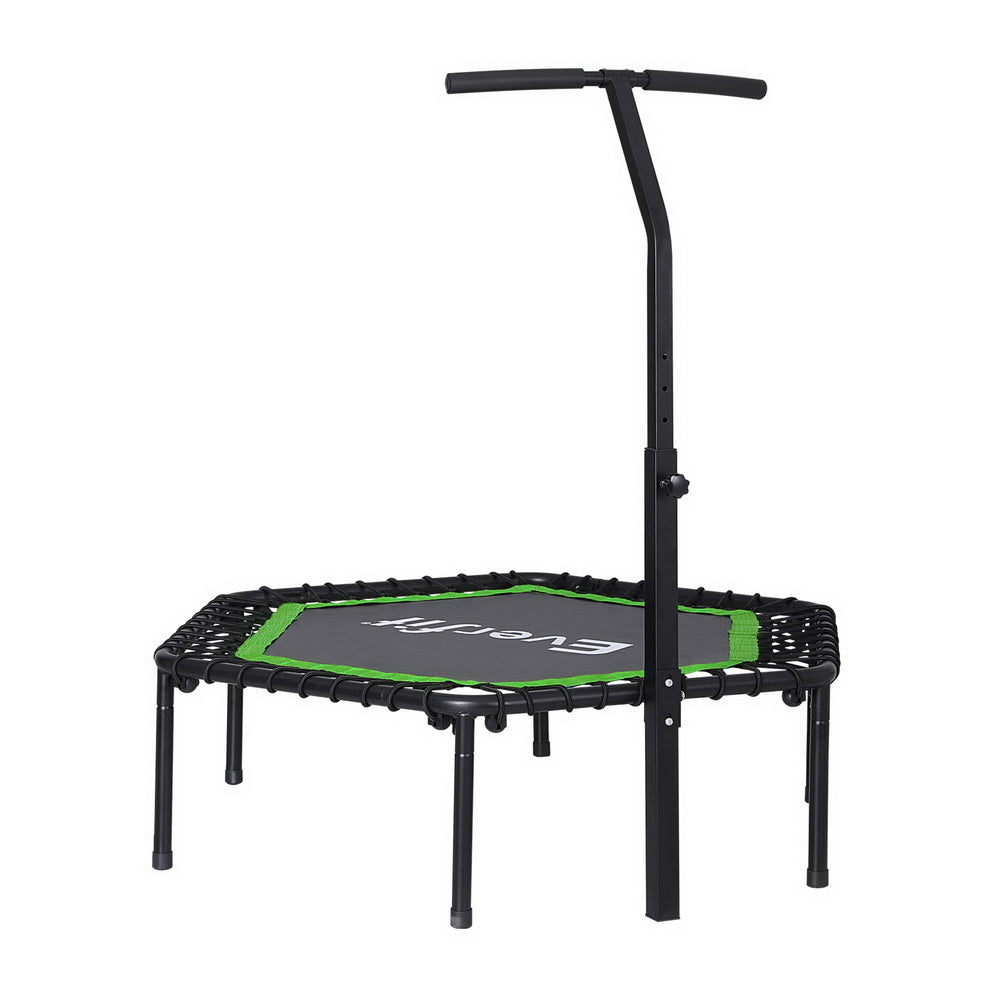 NNEDSZ 48inch Hexagon Fitness Trampoline Rebounder Adjustable Handrail Green