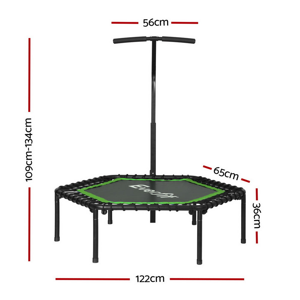 NNEDSZ 48inch Hexagon Fitness Trampoline Rebounder Adjustable Handrail Green