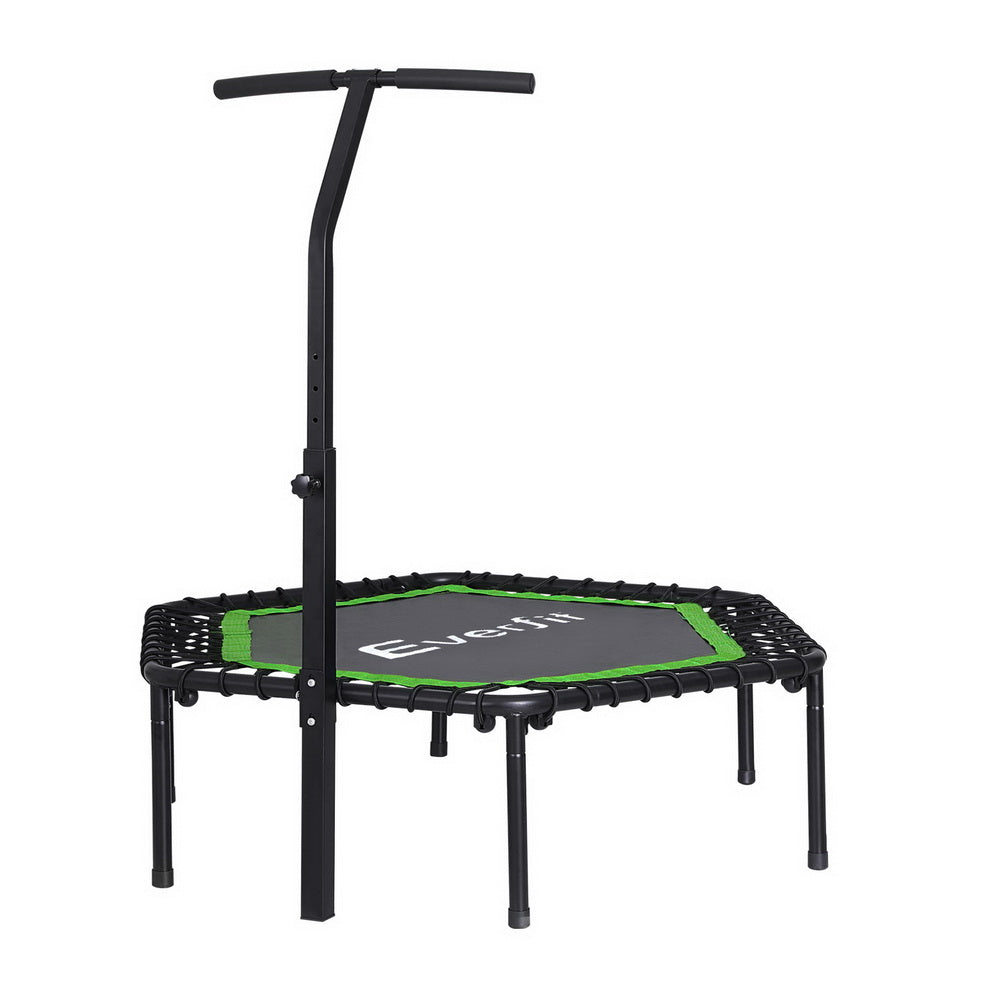 NNEDSZ 48inch Hexagon Fitness Trampoline Rebounder Adjustable Handrail Green