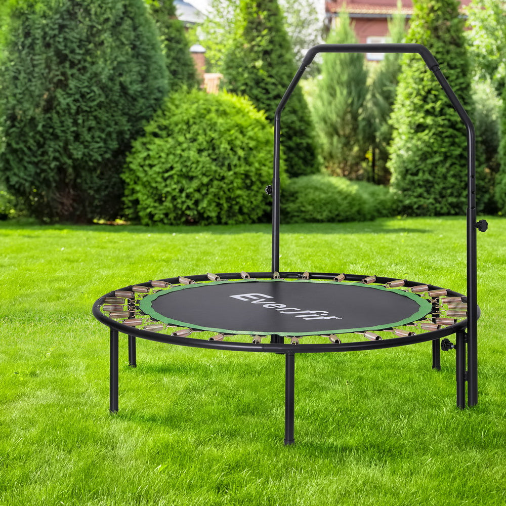 NNEDSZ 48inch Round Fitness Trampoline Rebounder Adjustable Handrail Green