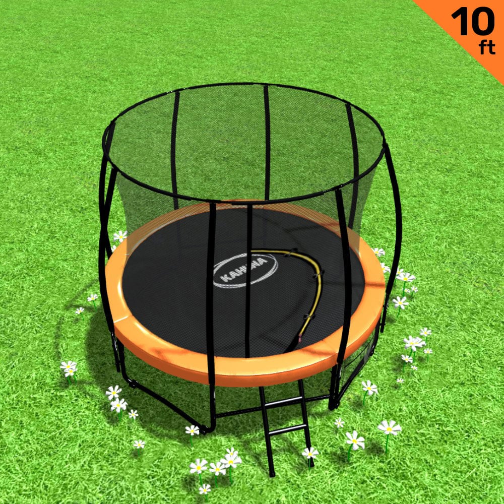NNEDSZ 10ft Trampoline Free Ladder Spring Mat Net Safety Pad Cover Round - Orange