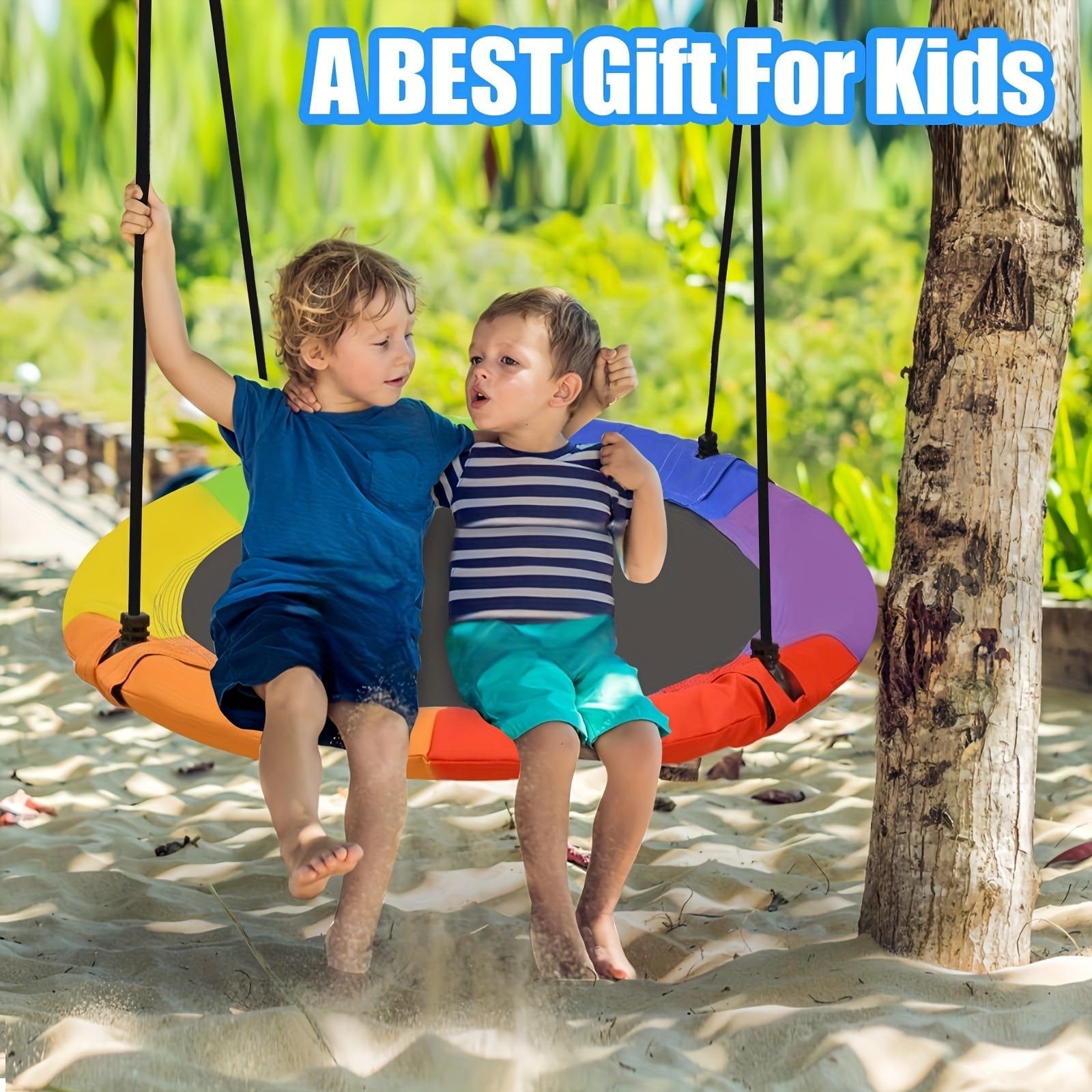 NNETM Rainbow Canopy Hammock Outdoor Swing